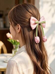 Kẹp tóc nơ mặt hoa tulip 6/3/1 cái, bền và thân thiện với tóc, phụ kiện tóc ngọt ngào dễ thương cho bé gái và trẻ em, phù hợp đeo hàng ngày, đi chơi, đi học và hẹn hò - Nhiều màu - Xem 2