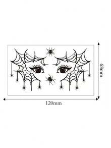 6 Sheets Goth Spider Web Tattoo Stickers, Waterproof Halloween Face Tattoos, Spider Eye Shadow Tattoos, For Halloween Makeup Prank Cosplay Festival Prom Rave Accessories - Black - View 7
