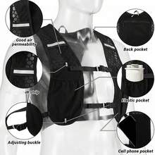 Running Vest Women Men, Lightweight Breathable Hydration Backpack With Adjustable Chest Straps, Running Backpack For Phone, Running, Cycling, Hiking, Trail - Black - View 2