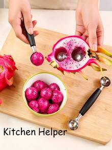1/2pcs Stainless Steel Fruit Ball Scoop, Fruit Ball Digger, Double-Sided Fruit Melon Ball Scoop, Watermelon Ball Scoop, Creative Fruit Scoop, Double-Headed Watermelon Scoop, Cantaloupe Scoop, Ice Cream Scoop, Kitchen Tool, Kitchen Accessory - View 7