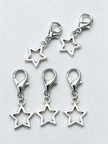 5件裝復古哥德風星星鞋飾，春夏秋季海灘或日常穿著中性鞋飾，Y2K波希米亞風鞋子與包包配件 - 銀色 - 查看 3