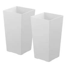Tall Planters Set Of 2, 22 Inch Large Outdoor Taper Planters For Outdoor Indoor Plants, Front Porch Plastic Modern Flower Pots With Inner Pot For Patio, Garden, White - White, 22" - View 8