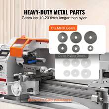 Compact Metal Lathe, 7'' X 16'', 800W, Precision Desktop Metalworking Lathe, Variable Speed 150-2500 RPM, Includes 3.9'' 3-Jaw Chuck & Tool Box For Detailed Part Crafting - 7" X 16", 800W - View 5