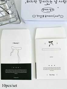 10Pcs/Set Korean INS Simple Black White Card Envelope 3-Inch Photo Card Packing DIY Deco Paper Pocket Cute Card Packaging - D - View 6