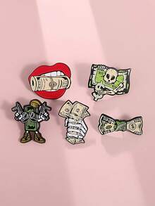Gothic Money Brooch Skull Dollar Enamel Pin Streetwear Cash Badge For Bag Jacket Accessories - Multicolor - View 9