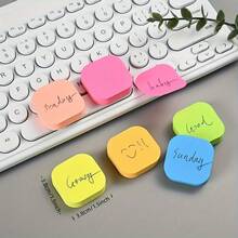 Solid Color Round/Square Sticky Notes, Reading Manual Pencil Stickers, Mini Tear-Off Adhesive Sticky Notes, First Day Of School - Multicolor - View 2