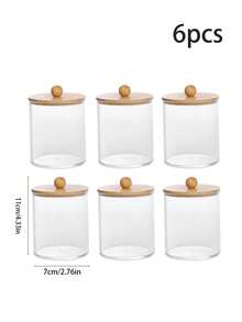 4pcs/Set 10oz Covered Dental Floss & Cotton Swab Storage Box, Transparent Bathroom Organizer For Cotton Swabs, Bath Salts, Also Suitable As Vanity Organizer - Multicolor - View 15