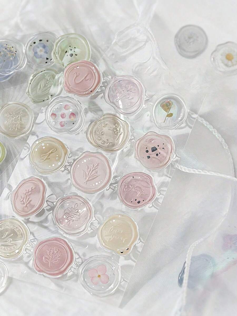 18pcs Vintage Wax Seal Candy Stickers, Suitable For Scrapbooking, Journaling, Stationery And Art Supplies, Used For Envelope Sealing And Journal Decoration
