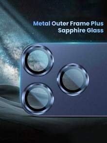 1pc Apple 17 Pro Max Camera Lens Protector - [Anti-Crack] [Strong Adhesion] [Compatible With Phone Case] Metallic Tempered Glass Rear Camera Screen Protector - Deep Blue - Navy Blue - View 6