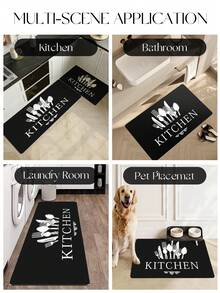 1pc Soft Thick Kitchen Mat, Anti-Slip Anti-Oil Kitchen Mat, Waterproof Kitchen Mat, Stain-Resistant Mat, Machine Washable, Entryway Mat, Kitchen Living Room Laundry Room Bathroom Absorbent Mat, Room Decor - Black - View 6