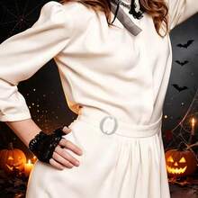 8pcs Halloween Oval Scarf Rings, Minimalist Solid Color T-Shirt Necktie Fasteners, Invisible Shirt Buckles, Elegant Gel Resin Women's Daily Wear Scarf Rings - Multicolor - View 5