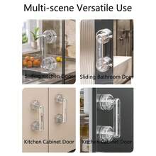 Multifunctional Acrylic Suction Cup Door Handle Suitable For Cabinets, Drawers, Windows, Kitchen And Bathroom Sliding Doors - Multifunctional Glass-Like Furniture Pull Handle, Seamless Handle, Strong Vacuum Suction Handle, Suitable For Kitchen, Bathroom, Bedroom, Refrigerator, Indoor And Outdoor Universal - Multicolor - View 5