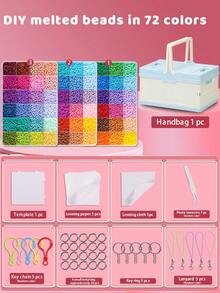 Includes Making Tools And Storage Box, 2.6mm Solder Beads, 96 Colors In Total. This Is A DIY Product Made By Bean Puzzle, Suitable As Gifts For Birthday, Graduation, Valentine's Day, Party And More. Multiple Colors Available. - 2.6mm Perler Beads [with Tools + Blue Folding Storage Box] - View 10