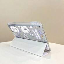 可愛卡通貓咪圖案翻蓋平板保護殼 智慧防護套 附筆槽，適用於 iPad 第11代 A16 2025、第10代 10.9"、Air 第4代 第5代 10.9"、Air 11" M3 2025、第7代 第8代 第9代 10.2 春季禮物 - 紫色貓咪 - 查看 7