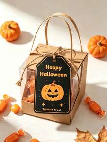 Halloween Gift Tags, 6 Pumpkin Ghost Witch Bat Designs With Jute Rope, Halloween Trick Or Treat Candy Box Decoration Labels, Halloween Party Favor Packaging Accessories - Multicolor - View 3