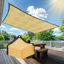 Malla Sombra Exterior 95% Beige Toldo HDPE Transpirable con Ojales Reforzados Protección UV para Jardín, Terraza, Pérgola, Invernadero Varios Tamaños Disponibles - Beis - Ver 1