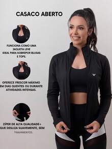 Women's Fitness/Sports Jacket, Cool Mesh (Dry Fit) - Women's Winter Jacket - Women's Sports Jacket With Zipper For Autumn And Winter - 黑色夾克 - 查看 1