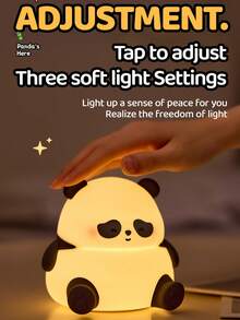 GLOOPRO Panda Night Light, Children's Nursery Decor Lamp, Bedside Lamp, Sleep Aid Light, Nursing Light, 3-Level Adjustable Brightness, Touch Sensor, USB Rechargeable, Type-C Interface, Fun Office Desk Bedroom Lamp, Birthday Christmas Gift - Panda Night Light - View 4