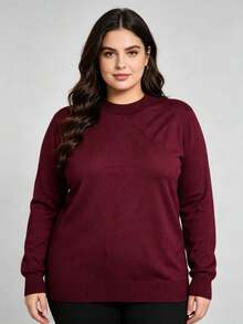 Plus Size Women Tops - 紅木色 - 查看 2