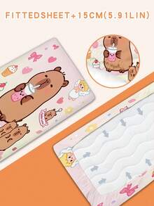 1件 110g 水豚杯子蛋糕 3D印花卡通床單，適用兒童房幼兒床、嬰兒房嬰兒床與嬰兒推車 - 彩色 - 查看 5