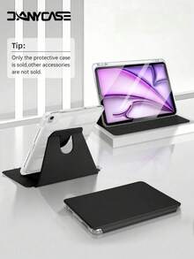 DANYCASE 360°旋转透明亚克力保护壳，兼容iPad A16（2025款）、Air 11/13英寸、M2/M3（2024/2025款）、Pro 11/13英寸、M4（2024款）、Air 5/Air 4（10.9英寸，2022款）、第九代、第八代、第七代（10.2英寸）、第五代、第六代（9.7英寸）、第十代（10.9英寸，2021款）、Pro 11/12.9英寸、Mini 6。 - 黑色 - 查看 1