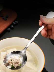 1pc Stainless Steel Thickened Serving Spoon, Long Handle Soup Spoon And Strainer For Home Use - View 3