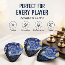 Pemetik Gitar Seluloid Cetak Gaya Dekoratif Langit Berbintang Artistik, Ketebalan Berbagai Ukuran 0,46mm 0,71mm 0,96mm, Cocok untuk Latihan dan Pertunjukan Gitar Akustik Folk & Gitar Elektrik, Aksesori Instrumen Gesek Universal - Langit Berbintang - View 5