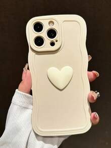 2 Stücke Braun & Weiß Herz-Wellen-Muster Mode süß personalisiert elegant Handyhülle kompatibel mit iPhone 12 13 14 15 16 17 Pro Max - Verschiedenfarbig - Übersicht 2