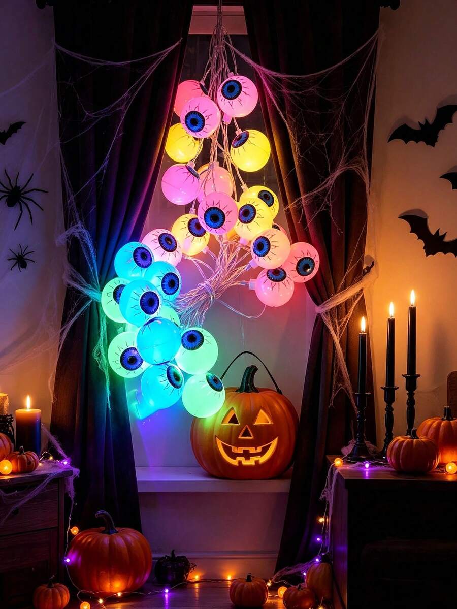 1PC Halloween Glowing Eyeball LED String Lights, Halloween Costume Atmosphere Ghost Festival Theme Decoration Desktop Scene Lighting, Glowing Halloween Atmosphere Holiday Decoration Lights