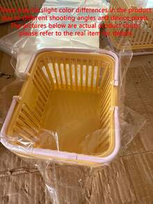 Mini Plastic Handheld Storage Basket With Portable Handle, Hollow Ventilated Organizer Bucket, Macaron Color, Multi-Purpose Desktop Bathroom Dormitory Tray, Suitable For Cosmetics, Small Items, Daily Supplies Storage And Organization - Multicolor - View 10