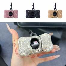 Luxury Rhinestone Inlaid Pet Waste Bag Dispenser, Bone-Shaped Pet Waste Bag Storage Rack, Shiny Crystal Jewelry Decorated Dog Walking Accessory, Portable Waste Bag Dispenser Suitable For Puppies And Adult Dogs, Outdoor Camping Travel Daily Cleaning Supplies, Sparkling Crystal Decoration O - Multicolor - View 7