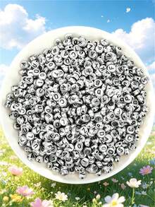 500/1000/1 包黑色壓克力字母珠 4x7mm - A 到 Z 字母吊飾，適用於 DIY 手鍊、項鍊、鑰匙圈和珠寶製作材料 - 彩色 - 查看 7