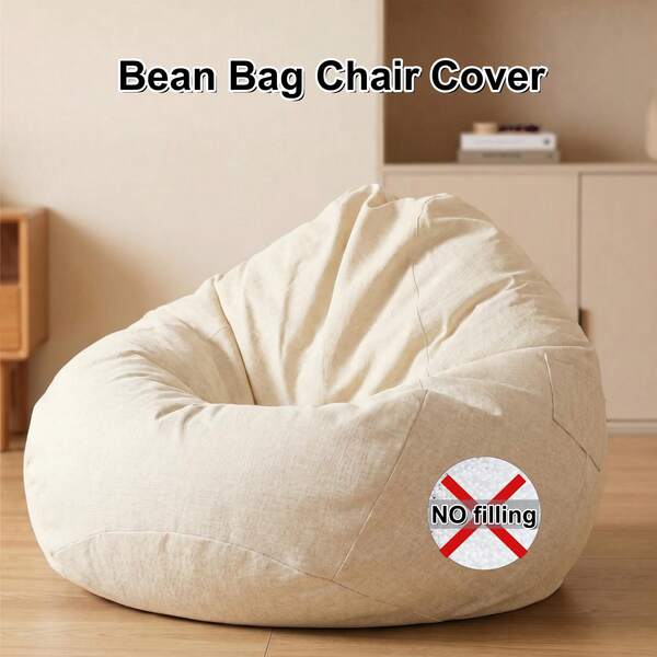 Slouchy Bean Bag Cover, No Filling Included, Fabric Cover, Bean Bag Cover, Tatami Cushion Cover, Linen Fabric Cushion Cover, M/XL Size Bean Bag Cover/Footstool Cover/Tatami Cover - Thick And Durable Casual Sofa Cover, 11 Colors Available.