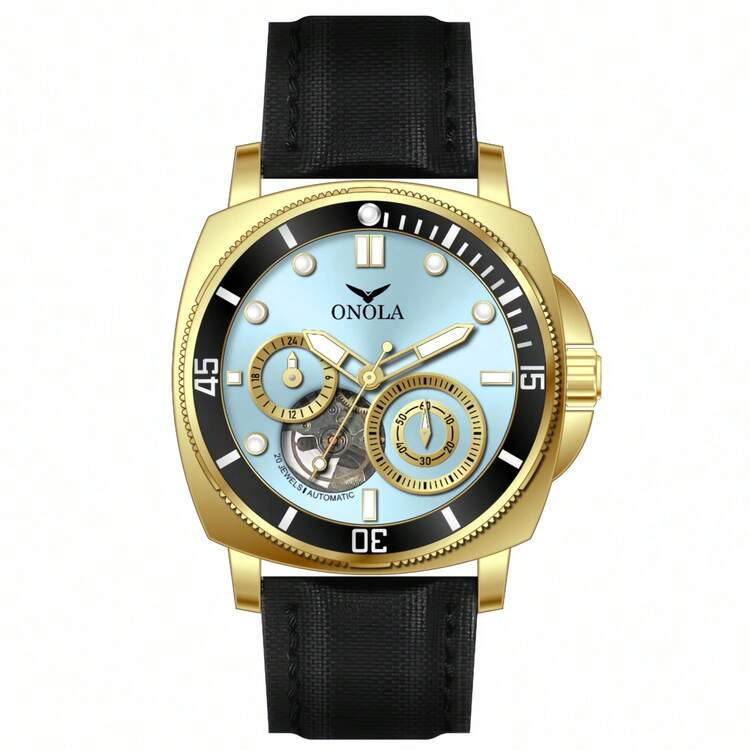 2026 New ONOLA Brand Men's Automatic Mechanical Watch, 30m Water Resistant, Business Luminous Hollow Tourbillon Gift Box Set - one-size - View 12