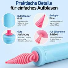 Hand Luftballonpumpe 2er Set, manuelle Ballonpumpe mit Zubehör – inkl. Ballonknoter & Klebepunkte, ideal für Geburtstag, Hochzeit, Party und Ballongirlanden - Manuell - Übersicht 4