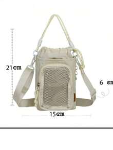 Tas Ita Mini Kawaii dengan Penutup Tali Serut, Bagian Depan Transparan, Tas Botol Air dengan Panel Sisipan, Pegangan yang Dapat Dilepas, Tas Selempang Kecil, Tas Tangan Lucu, Tas Jinjing - Hitam - View 10