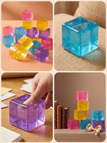Solid Color Ice Cube Squeeze Toy Transparent Square Release Toy Stress Relief Soft Squeeze Toy Slow Rebound Finger Sensory Toy Gift Bag Filler Desk Decor Holiday Birthday Gift Party Favor - Solid Color Square - View 7