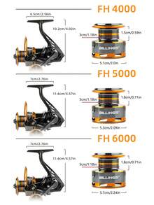 BILLINGS FH Series Spinning Reel, Freshwater And Saltwater Spinning Reel, Max Drag 22 Lbs, Ultra-Smooth Bearings, 5.2:1 Gear Ratio, Aluminum Alloy Spool, Interchangeable Left/Right CNC Metal Handle - Black - View 9