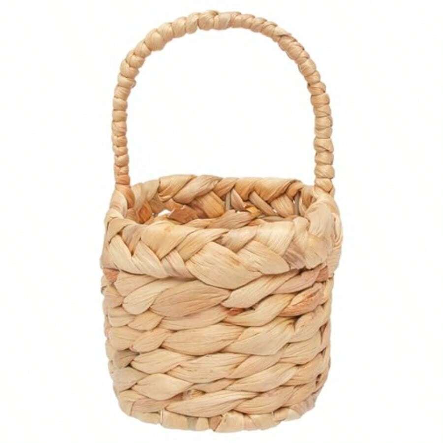 Gift Basket With Handle - Water Hyacinth Easter Home Décor, 7.5 X 8.25 - Oval - View 1