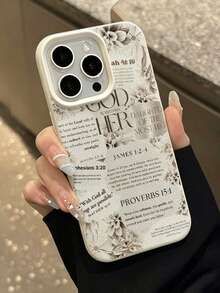 1pc Floral English Letter Patchwork Aesthetic Pattern Matte Lychee Texture Full Coverage TPU Shockproof Fashion Phone Case Anti-Fingerprint Protective Cover Compatible With IPhone 11 12 13 14 15 16 17 Pro Max/Plus A56/55/54/53/52/51 S25/24/23/22/21 Series Exquisite Gift (International Version Not Local Version) - Multicolor - View 5