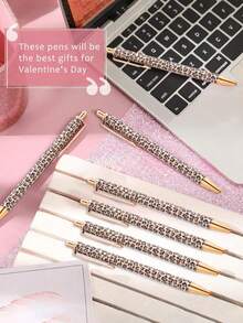 1pc Cute Leopard Print Retractable Ballpoint Pen Set, Minimalist Printed Pen, Suitable For Journaling And Gifting, Perfect Choice For Wedding, Valentine's Day - Multicolor - View 3