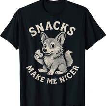 Corgi Snack T-Shirt: Funny Dog Quotes, Dog T-Shirt - 黑色 - 查看 1