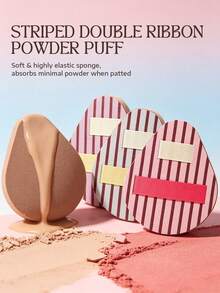 BS-MALL 3pcs/Pack 3-Color Dual-Ribbon Makeup Puff Concealer Cotton Candy Powder Puff Foundation Blush Setting Powder Portable Box Gift For Girlfriend/Women - Multicolor - View 9
