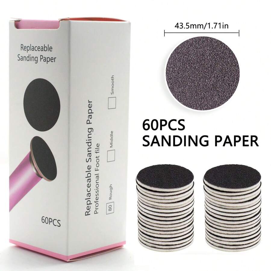 60Pcs Replacement Sandpaper Discs For Electric Foot File, Replaceable Disposable Sandpaper, Callus Remover Tool, Suitable For Men And Women With Dead Cracked Hard Skin