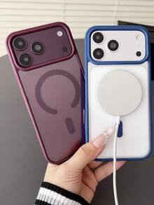 Luxury Transparent Clear Hard Magnetic Phone Case Compatible With IPhone 18 17 Pro Max16 15 14 13 Pro Max 17 Air Wireless Charging Shockproof Bumper Cover - Burgundy - View 5