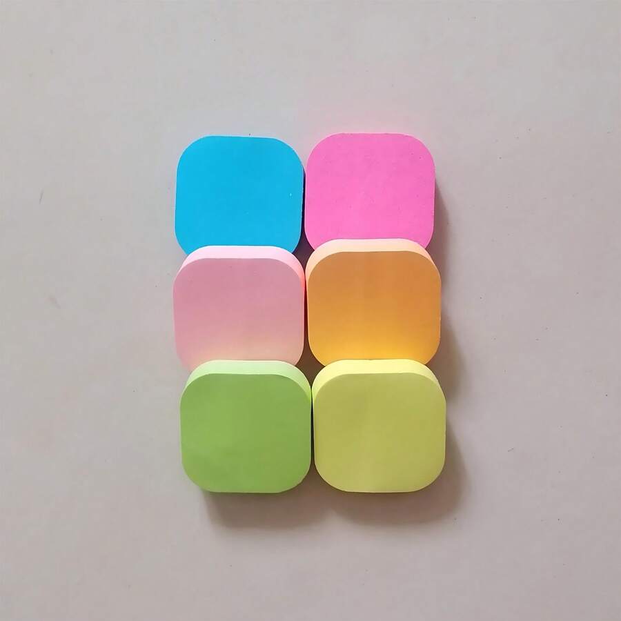 Solid Color Round/Square Sticky Notes, Reading Manual Pencil Stickers, Mini Tear-Off Adhesive Sticky Notes, First Day Of School - Multicolor - View 1