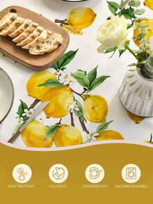 1pc,Watercolor Lemon Fresh Summer Botanical Tablecloth,Rectangular Tablecloth,Suitable For Picnic Or Party Decoration Tablecloth,Restaurant Decoration,Kitchen Decoration Tablecloth,Birthday Party And Home Decor - Multicolor - View 7