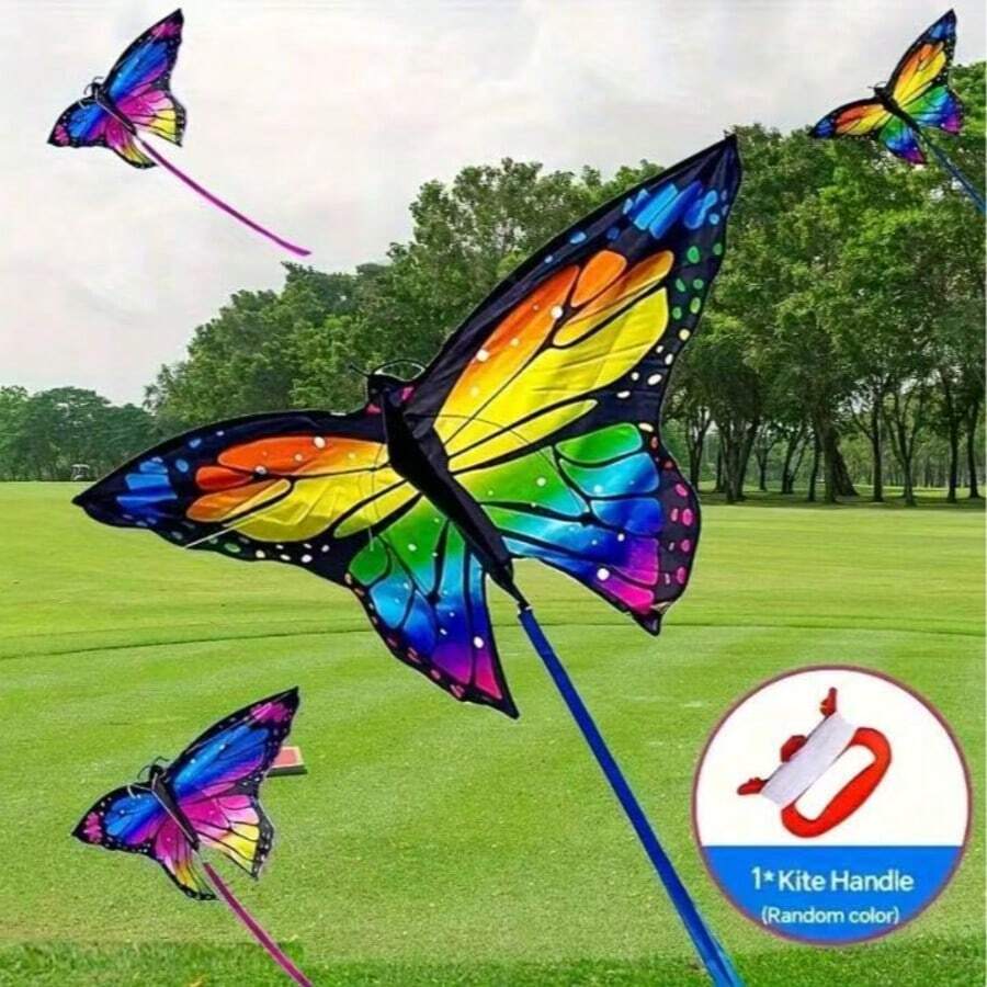 Colorful Butterfly Kite, Large Colorful Butterfly Kite, Multi-Color Kite With Flying Tools, Outdoor Sports And Games Supplies (Kite Handle Style Random) (Some Colors Random)