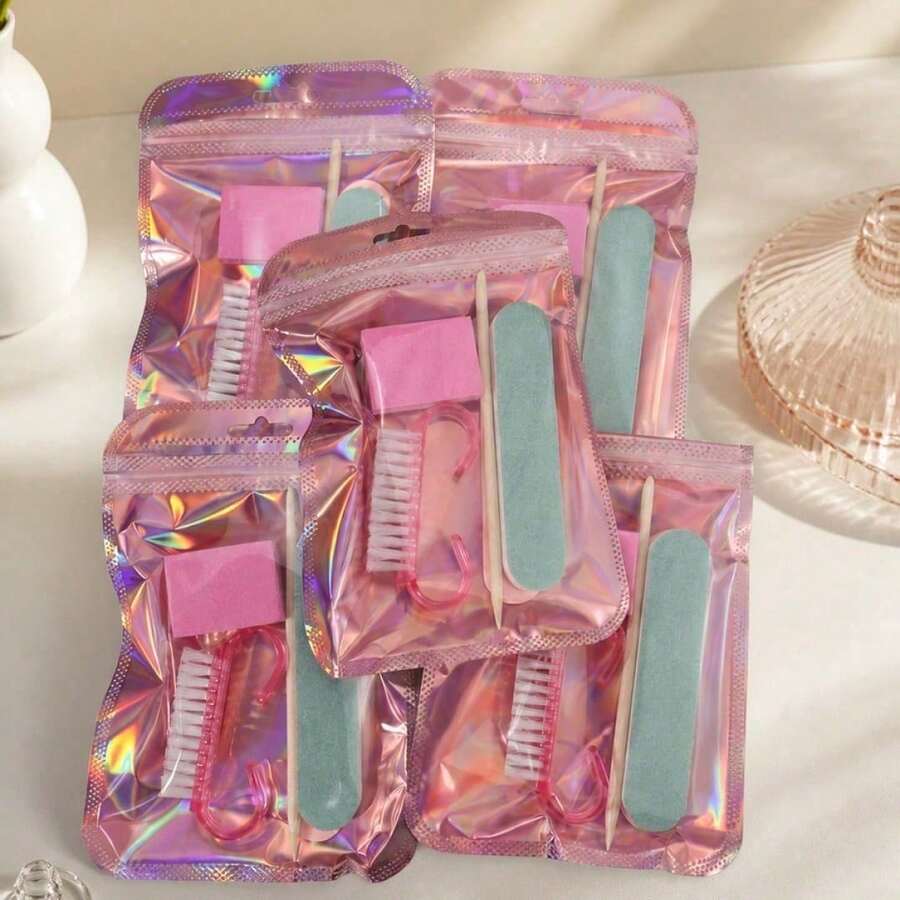 Mini Nail File And Exfoliating Stick Set, Includes Nail File, Brush - Complete Manicure/Pedicure Tool Kit, Suitable For Travel, Salon - Multi-Functional Foot And Nail Care Set, Travel Portable Kit, Daily Use - A - View 1