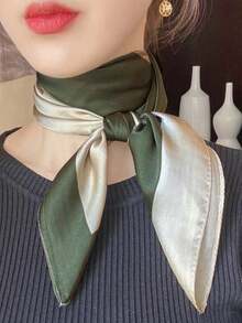 1pc Square Satin Bandana Scarf Women Paisley Print Hair Head Wrap Shawl - Green - View 2